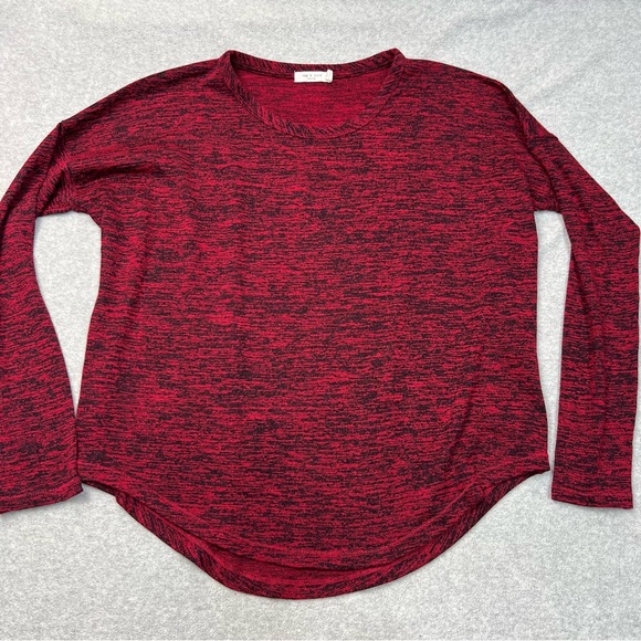 rag & bone Tops - Rag & Bone Top Womens Medium Red Black Space Dye Knit Rayon Stretch Long Sleeve